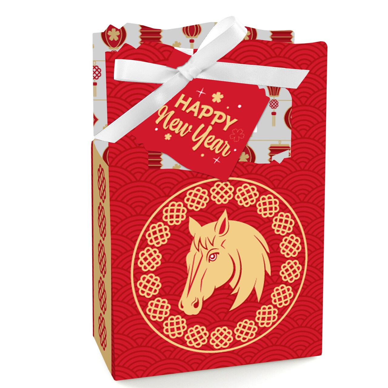Big Dot of Happiness Lunar New Year - 2026 Year of the Horse Favor Boxes - Set of 12